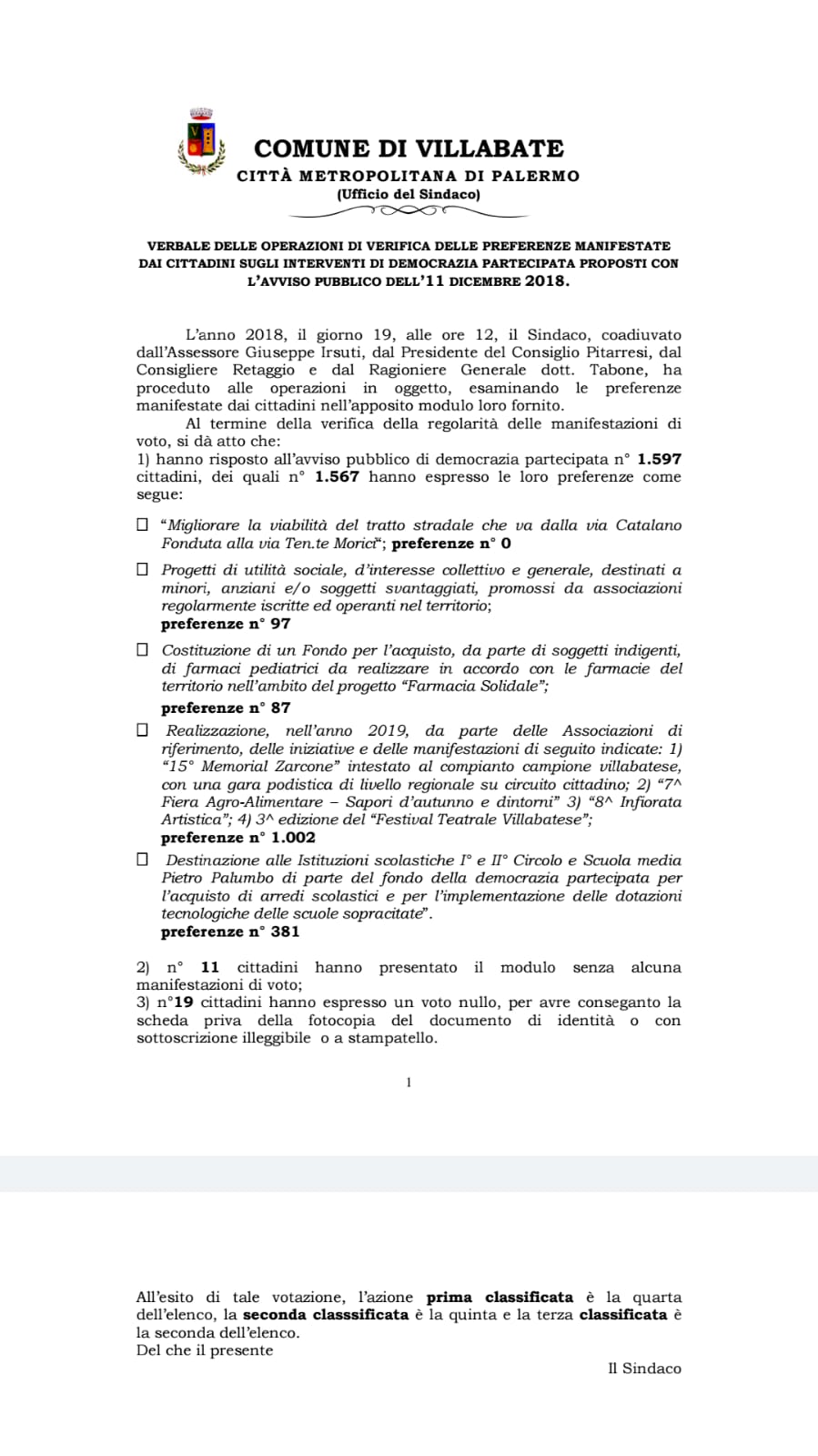 DEMOCRAZIA PARTECIPATA 2018