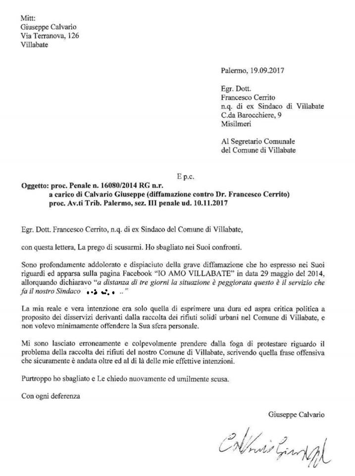 Villabate Scuse Dopo 3 Anni All Ex Sindaco Franco Cerrito